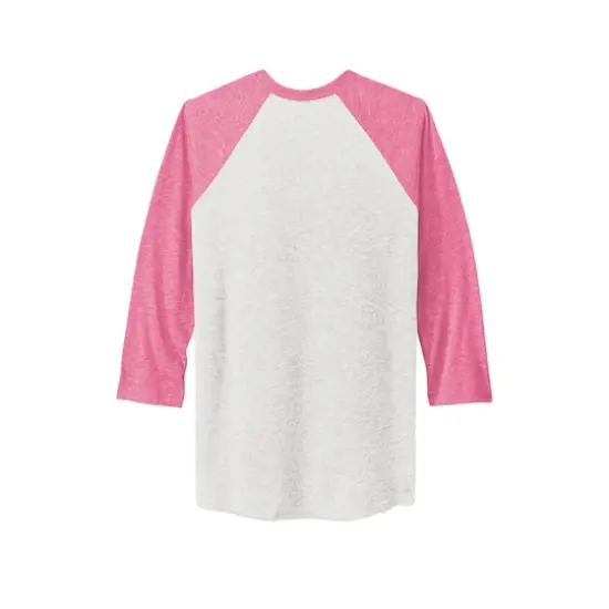 Next Level Unisex Tri-Blend 3/4-Sleeve Raglan T-Shirt VTG Pink/Hthr White {5}