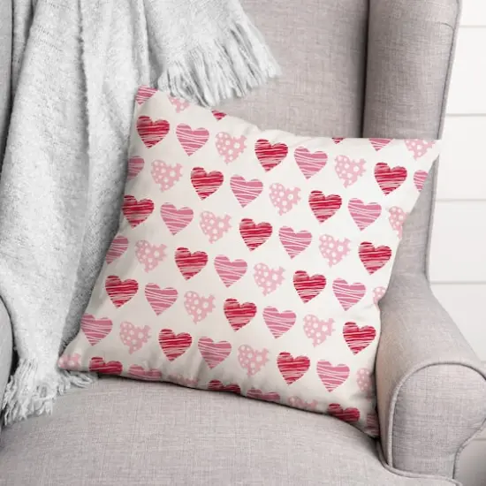 Tri Hearts Throw Pillow {4}