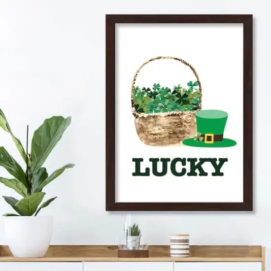 Lucky Clover Basket 20" x 30" Black Framed Print Under Plexiglass {3}