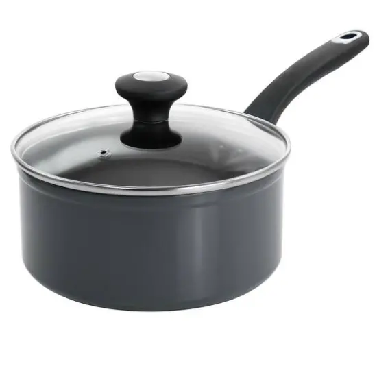 Martha Stewart Everyday 1.6qt. Aluminum Sharkey Gray Saucepan with Lid {1}