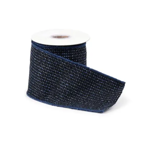 4" x 5yd. Navy Blue Woven Wired Ribbon, 2ct. {1}