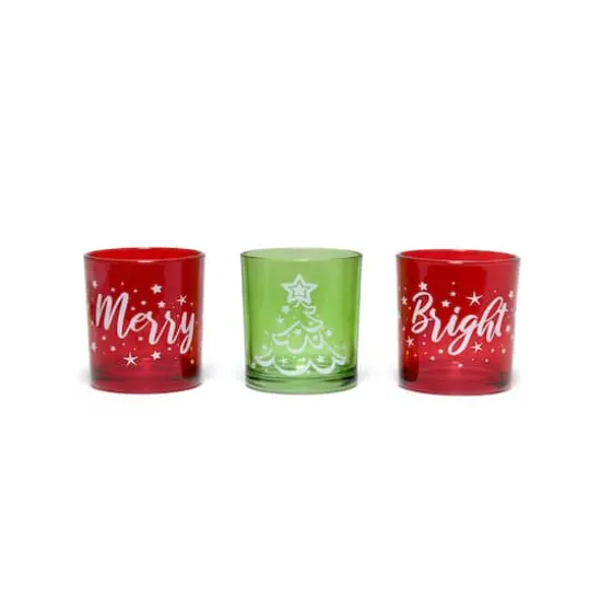 Elegant Designs&trade; Merry & Bright Christmas Candle Holder Set {9}