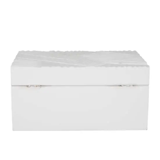 White Wood Intricate Carved Box with Hinged Lid Set {5}