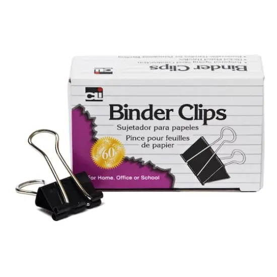 Charles Leonard 1/4" Capacity Mini Black Binder Clips, 48 Packs of 12 {3}