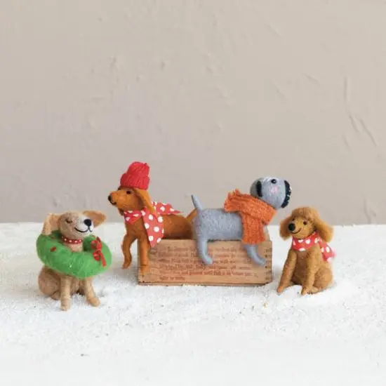 Hello Honey&reg; Wool Felt Christmas Dog D&eacute;cor Set {3}