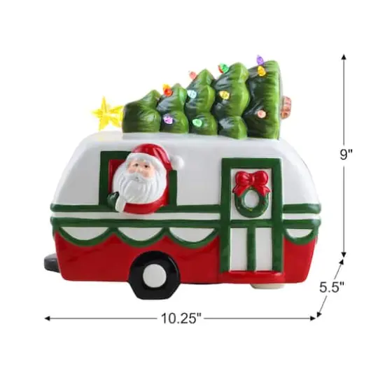 10" Nostalgic Ceramic Santa Camper {4}