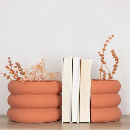 Hello Honey&reg; Terracotta Half Circle Vase Bookends, 2ct. Orange {3}