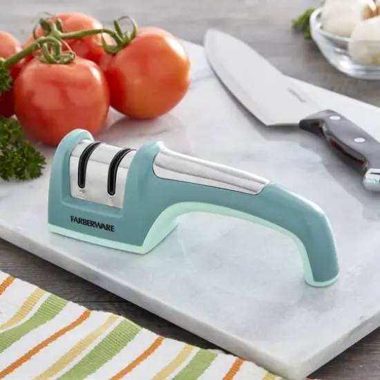 Farberware Edgekeeper Teal 2-Stage Handheld Kitchen Knife Sharpener {4}