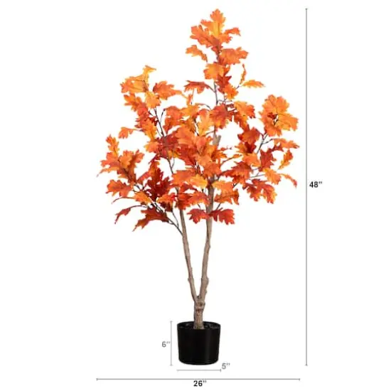 4ft. Potted Artificial Autumn Oak Tree {4}