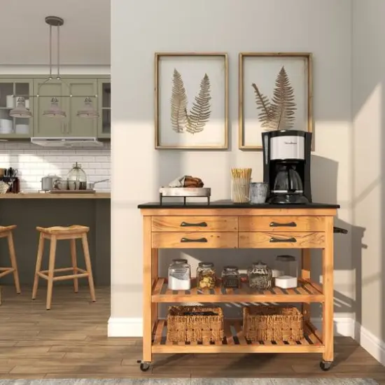 13" Cream Mango Wood Tray with Black Metal Leg {16}