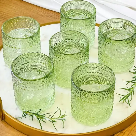 Kate Aspen&reg; 10oz. Textured Beaded Sage Green Glass, 6ct. {3}