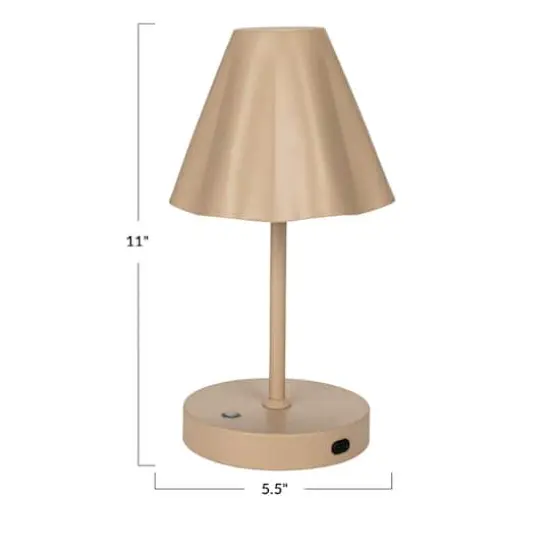 Hello Honey&reg; 11" Tan Round Metal LED Rechargeable Table Lamp {6}