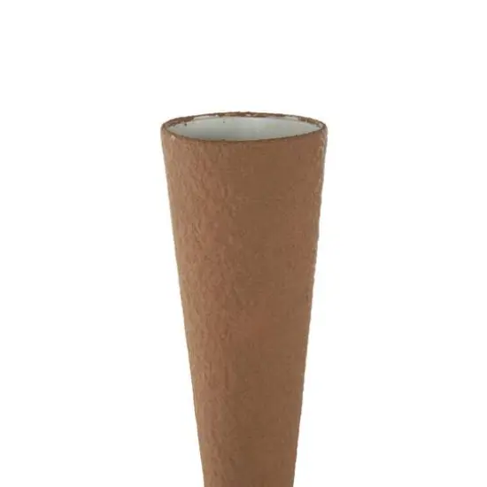 27.5" Brown Metal Art Deco Fluted Decorative Vase {6}