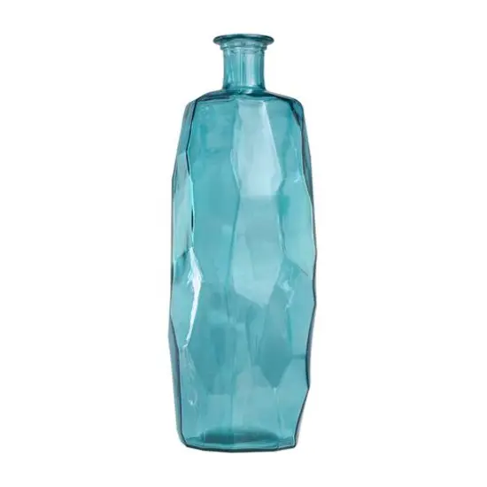 29" Teal Recycled Glass Tall Spanish Bottleneck Vase {3}