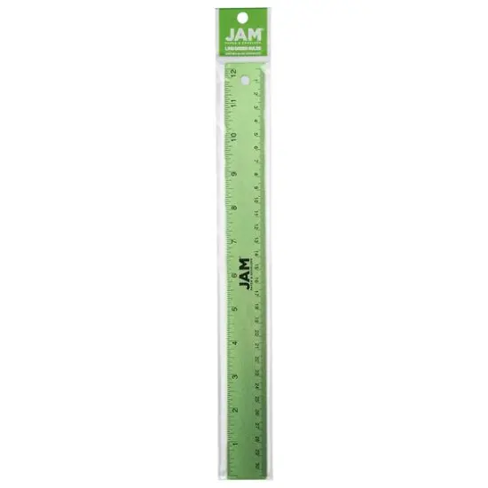 JAM Paper Metallic Stainless Steel Rulers, 12ct. Lime Green {4}