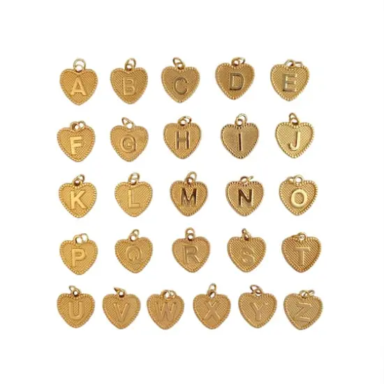 Blue Moon Studio&trade; Gold-Colored Heart Alphabet Charm Set {3}