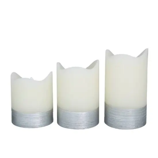 Cream & Silver Traditional Flameless Candle Set {6}