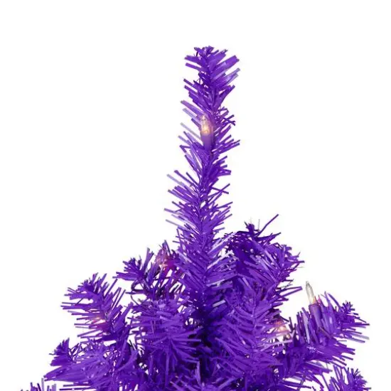 7ft. Pre-Lit Purple Pine Artificial Christmas Tree, Clear Lights {5}