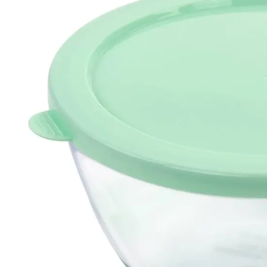Martha Stewart Mint Borosilicate Glass Prep Bowl Set with Plastic Lids {6}
