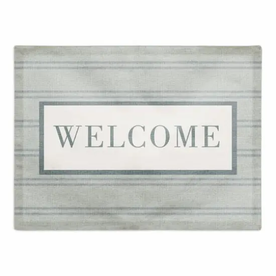 Welcome Stripe Cotton Twill Placemat Blue/Blue {1}