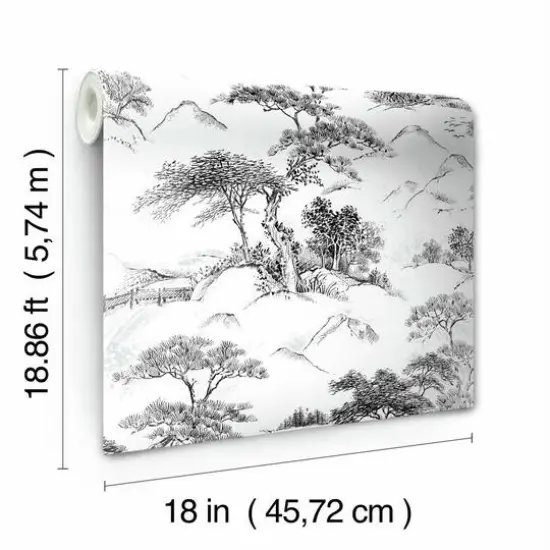 RoomMates Oriental Toile Peel & Stick Wallpaper Black and White {9}