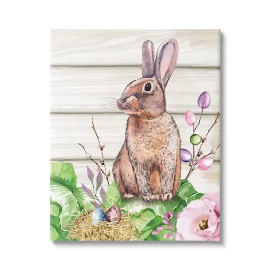 Stupell Industries Spring Flower Garden Country Rabbit Canvas Wall Art {1}