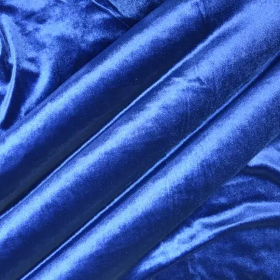 Feldman Solid Stretch Velvet Fabric Blue {1}