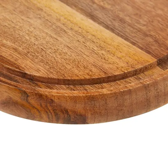 10" Brown Mango Wood Decorative Cake Stand with Glass Cloche {4}