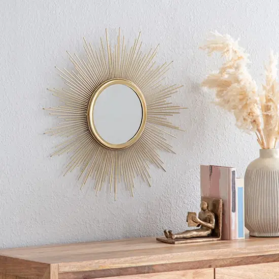Habitat Decor 20" Opal Gold Starburst Metal Wall Mirror {3}