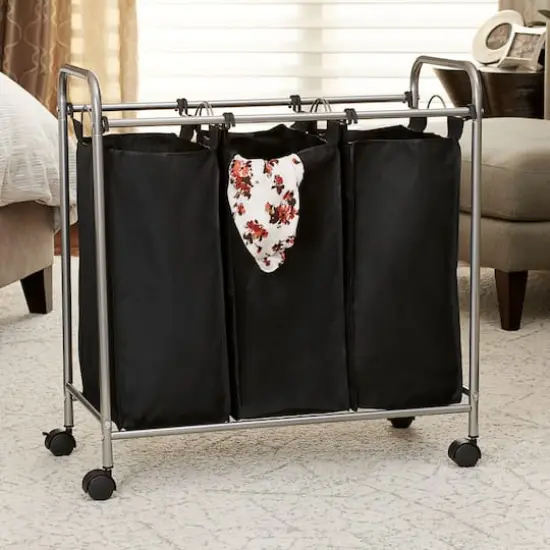 Household Essentials Rolling Triple Laundry Sorter {3}