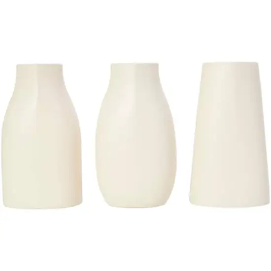 9" Cream Ceramic Minimalistic Vase Set {1}