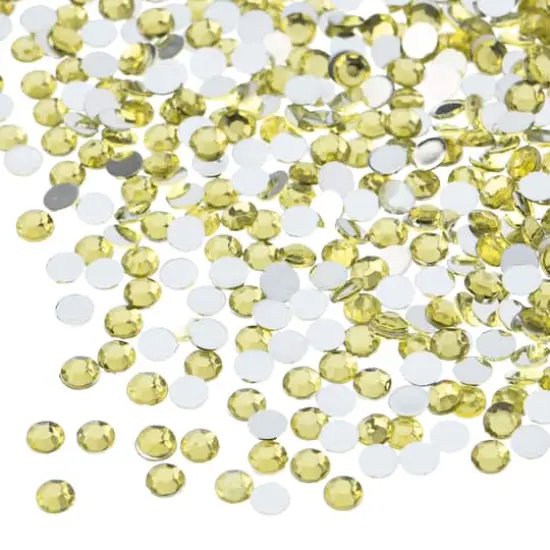 John Bead Acrylic Round Flat Back Rhinestones, 4mm Yellow {1}