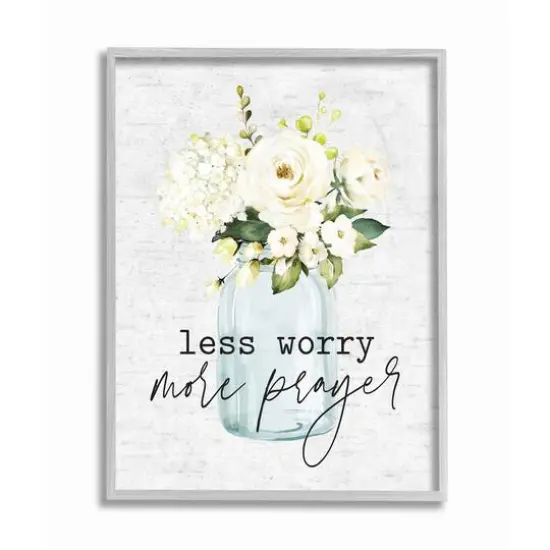 Stupell Industries Less Worry More Prayer Cottage Floral Bouquet Wall Art {1}