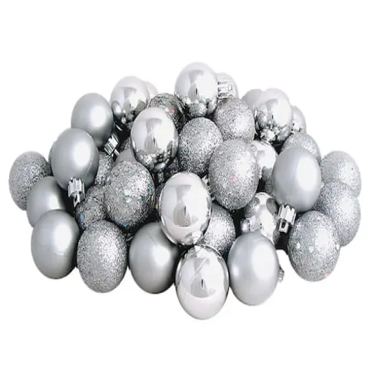 96ct. 1.5" Silver Splendor Shatterproof 4-Finish Christmas Ball Ornaments {1}