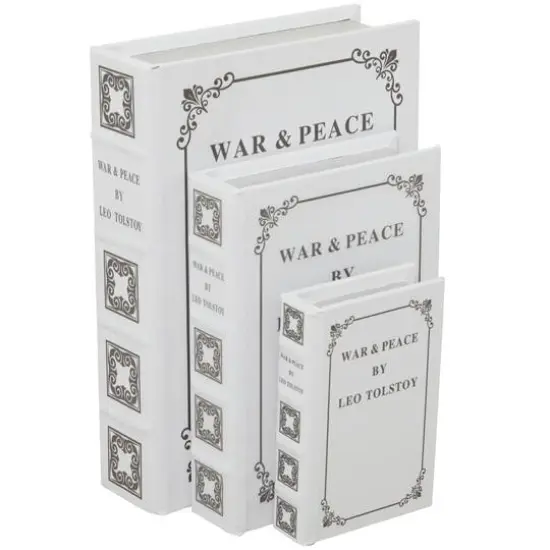 Off White Faux Leather Faux Book Box Set {10}