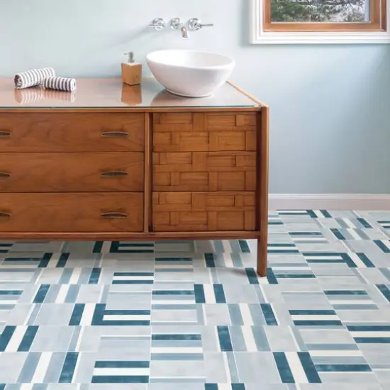 FloorPops Azure Peel & Stick Floor Tiles {7}