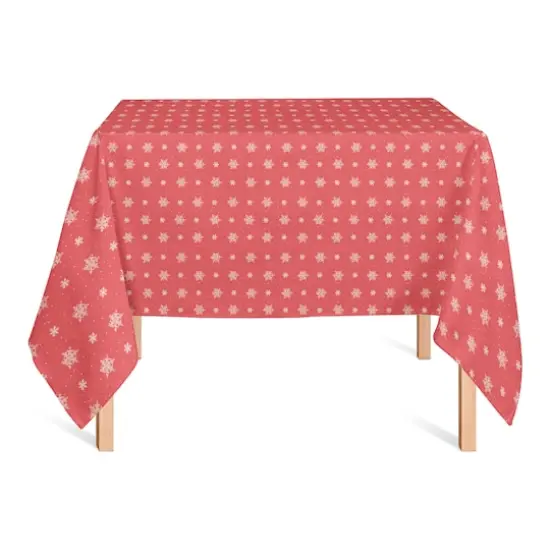 58" Red Snowflake Pattern Tablecloth {3}
