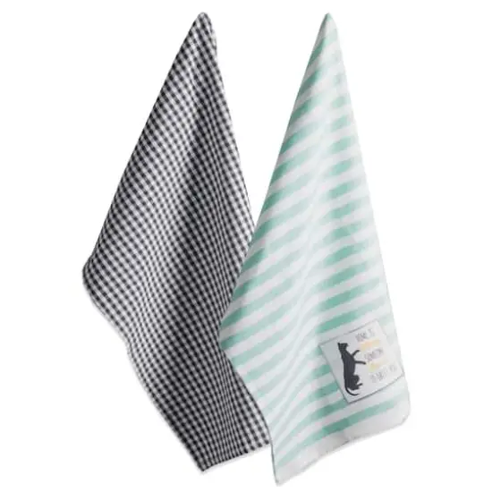 DII&reg; Cat Greeting Embroidered Dishtowels, 2ct. {1}