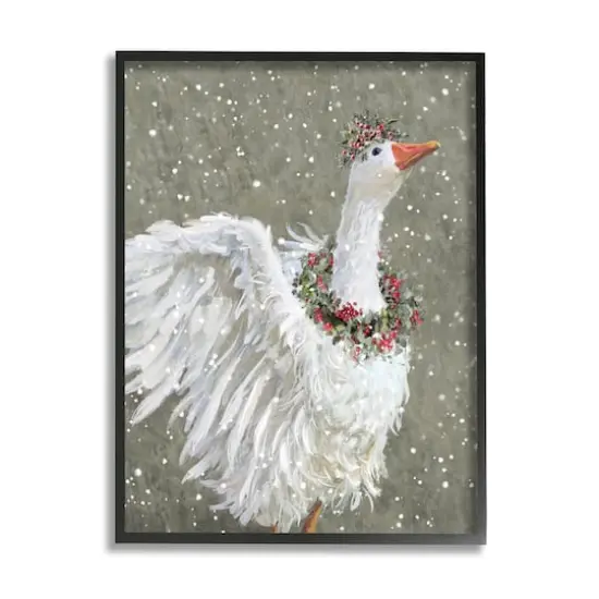 Stupell Industries Winter Goose Seasonal Botanicals Framed Giclee Art Black {1}