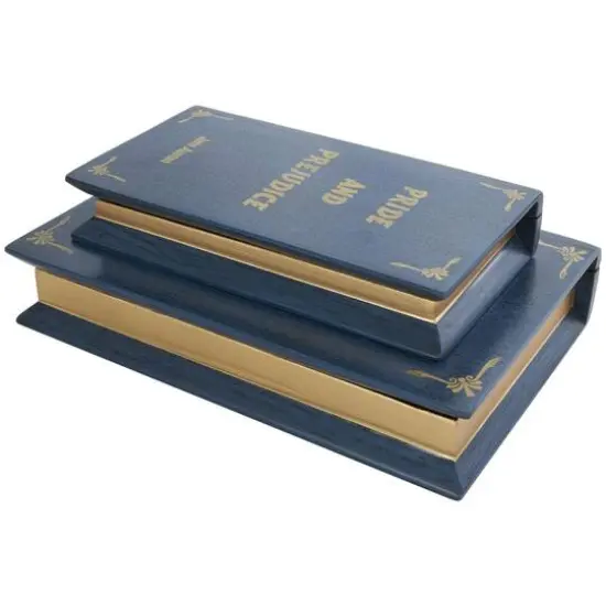 Blue Wooden Pride and Prejudice Storage Faux Book Box, 2ct. {7}