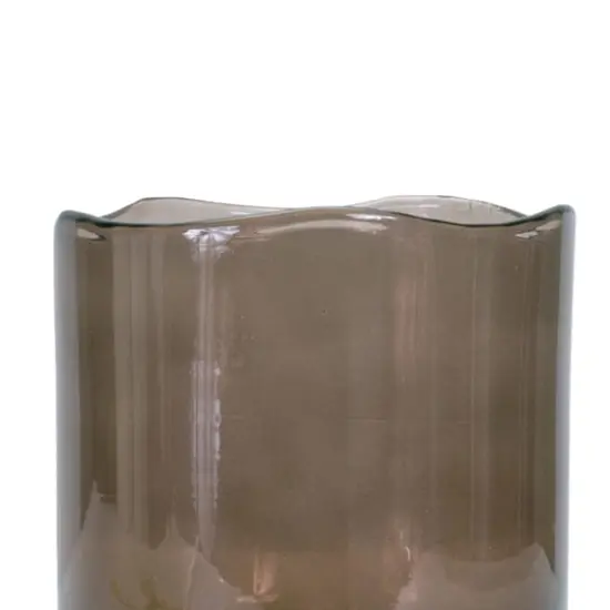 Brown Decorative Wavy Glass Vase {3}