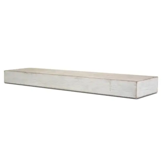 Large Whitewashed Wood Floating Wall Shelf {1}
