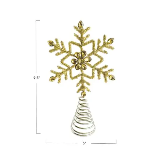 Hello Honey® 9.5" Gold Finish Metal & Glass Beaded Snowflake Tree Topper {4}