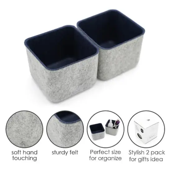 Welaxy Felt 2 Piece Storage Cubes Navy {6}