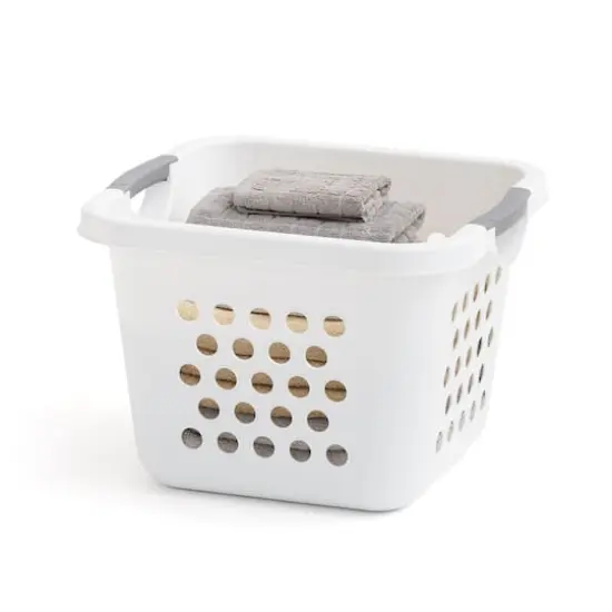 IRIS&reg; 32qt. White Laundry Hampers with Gray Easy Lift Handles, 3ct. {3}