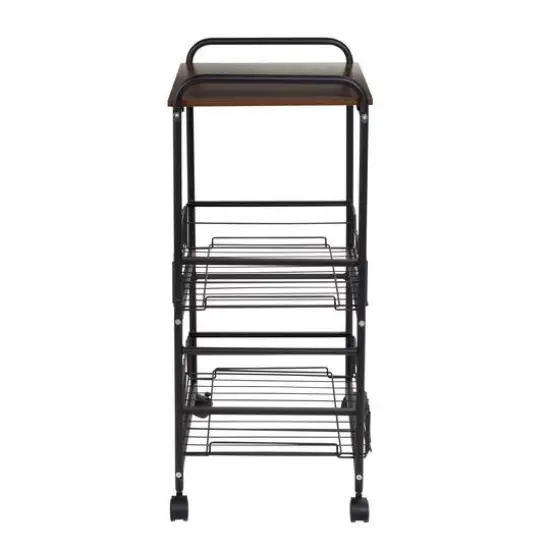 Honey Can Do Black & Natural 3-Tier Slim Rolling Cart {11}