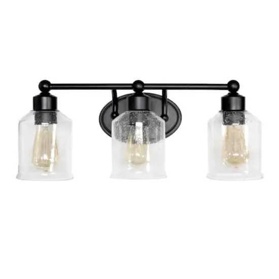 Lalia Home Studio Loft Black 3 Light Metal & Glass Vanity {1}