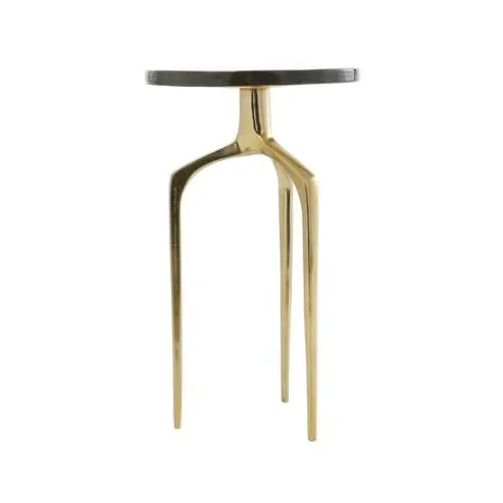 22" Accent Table with Textured Glass Tabletop Gold {5}