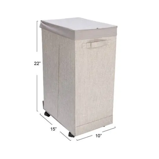 Household Essentials Narrow Collapsible Laundry Hamper with Liner & Lid Silver {7}