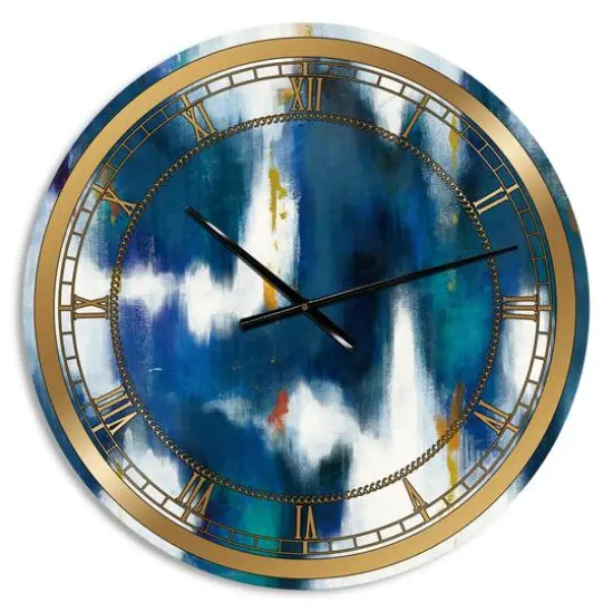 Designart 'Blue Glam Texture Ii Glam Wall Clock {1}